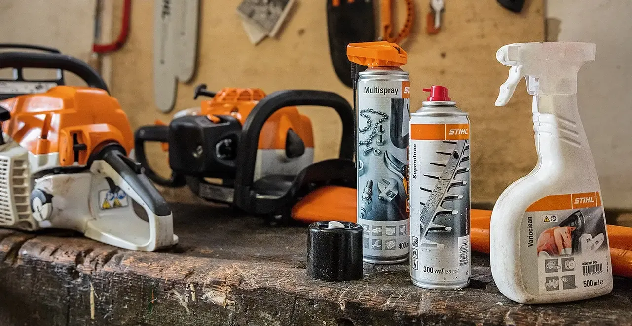 Seasonal maintenance checklist with outdoor equipment organized by season